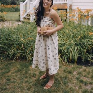 Cream dot smocked dress